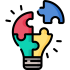 An illustration of a light bulb composed of four interconnected jigsaw puzzle pieces in red, blue, yellow, and green colors. The blue piece is detached and positioned at the top right, symbolizing a creative idea or solution that brings a touch of inspiration to your home.